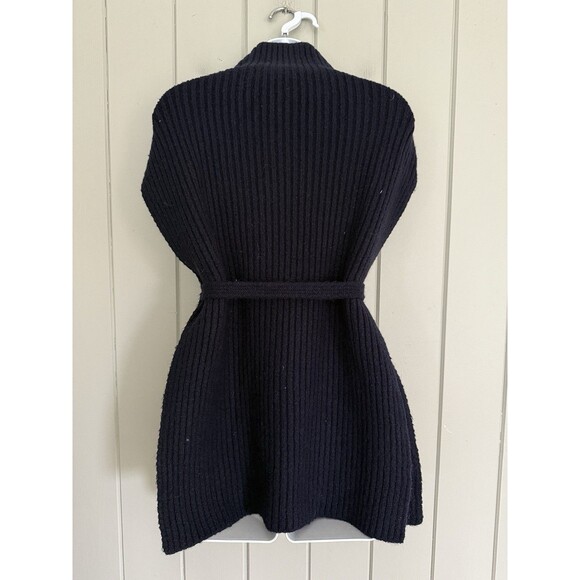 Mijeong Park Sweater One Size Poncho Cowl Neck Wool Blend Navy Blue Korea - Picture 4 of 4